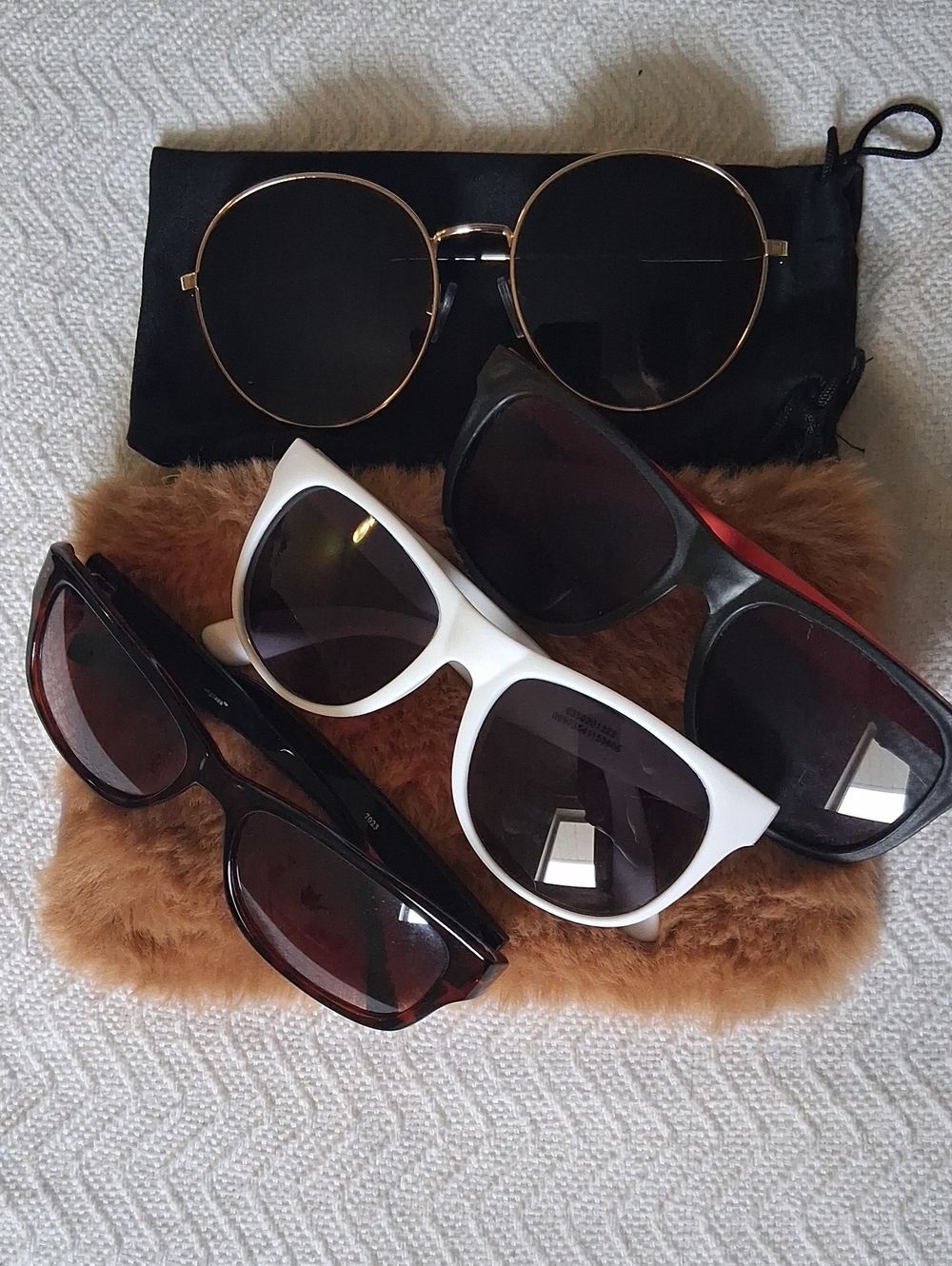 Women's Fashion Sunglasses Set - Black, White, Brown & Gold Frames